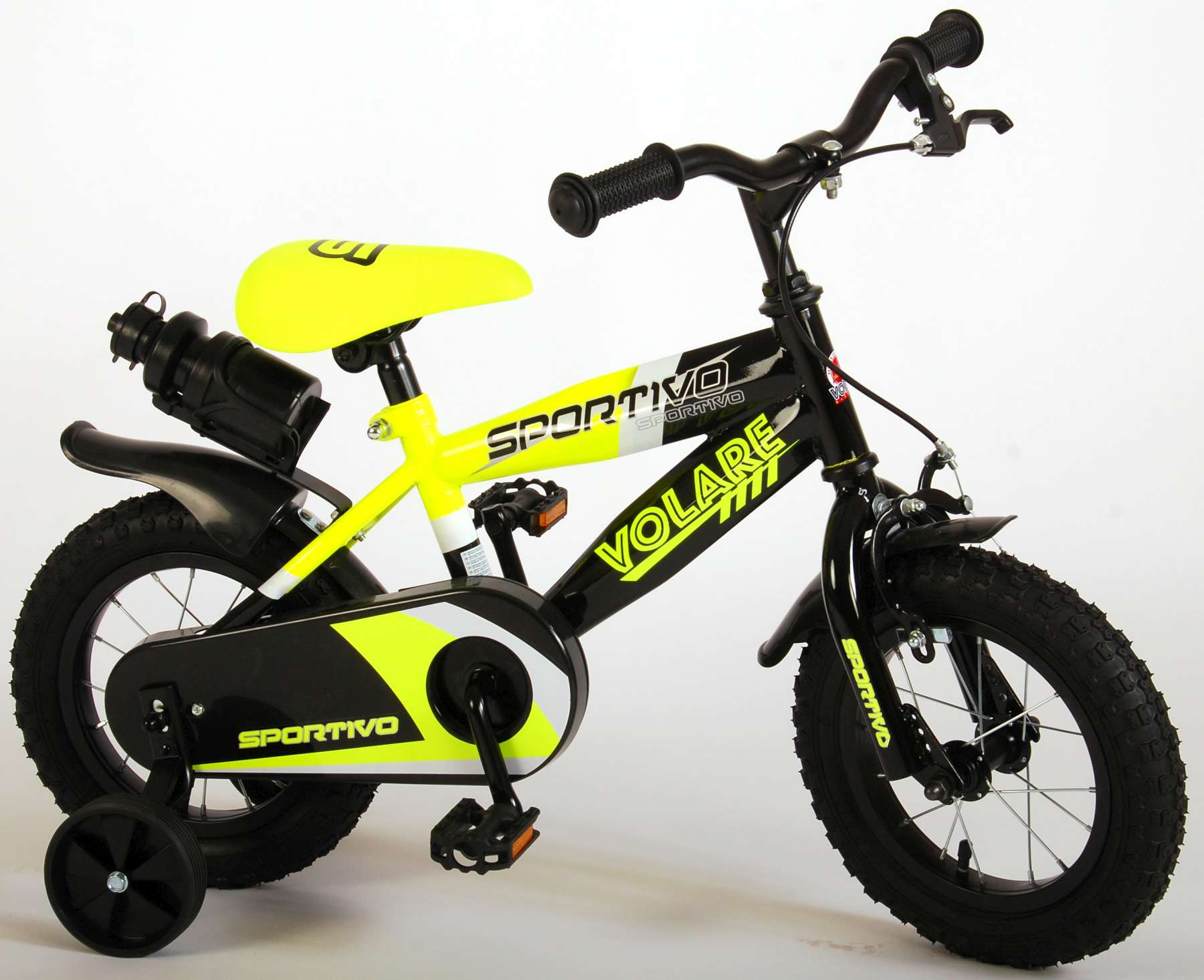 TPFSports Sportivo Kinderfahrrad - Jungen - 12 Zoll - 2 Handbremsen - Neon Gelb