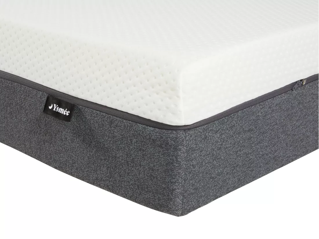Ensemble 90 x 190 cm sommier coffre naturel clair + matelas mousse HD 7 zones et accueil mémoire de forme déhoussable ép.25cm - RIAU de YSMÉE
