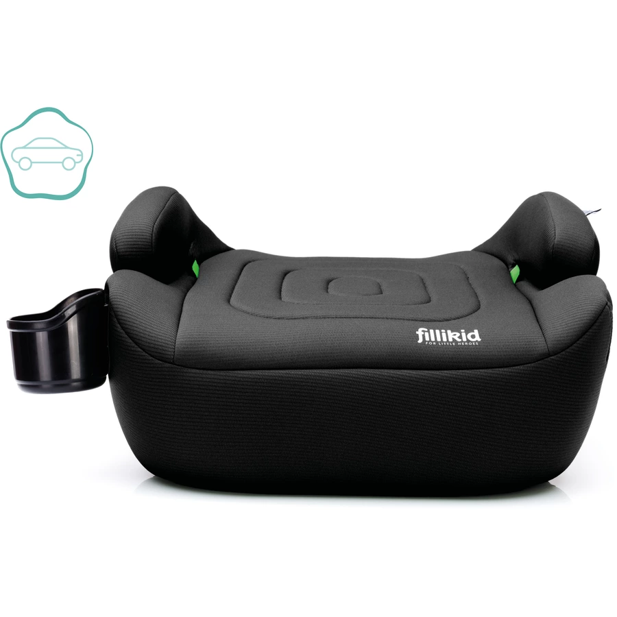 fillikid Sitzerhöhung Flip Deluxe Auto mit verlängerbarer Isofix i-Size schwarz