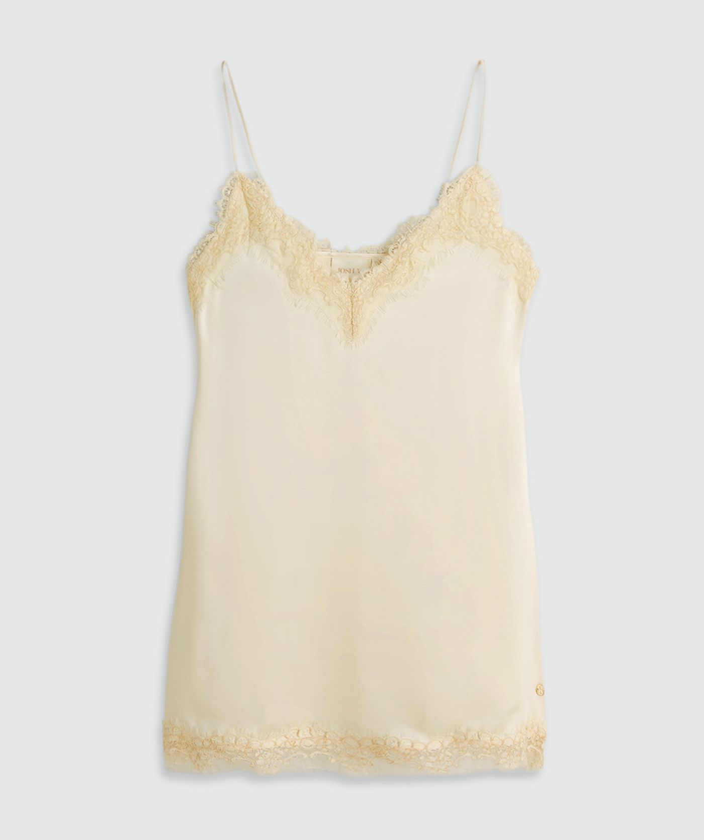JV-BLAISE regular fit jurk met kant - light yellow