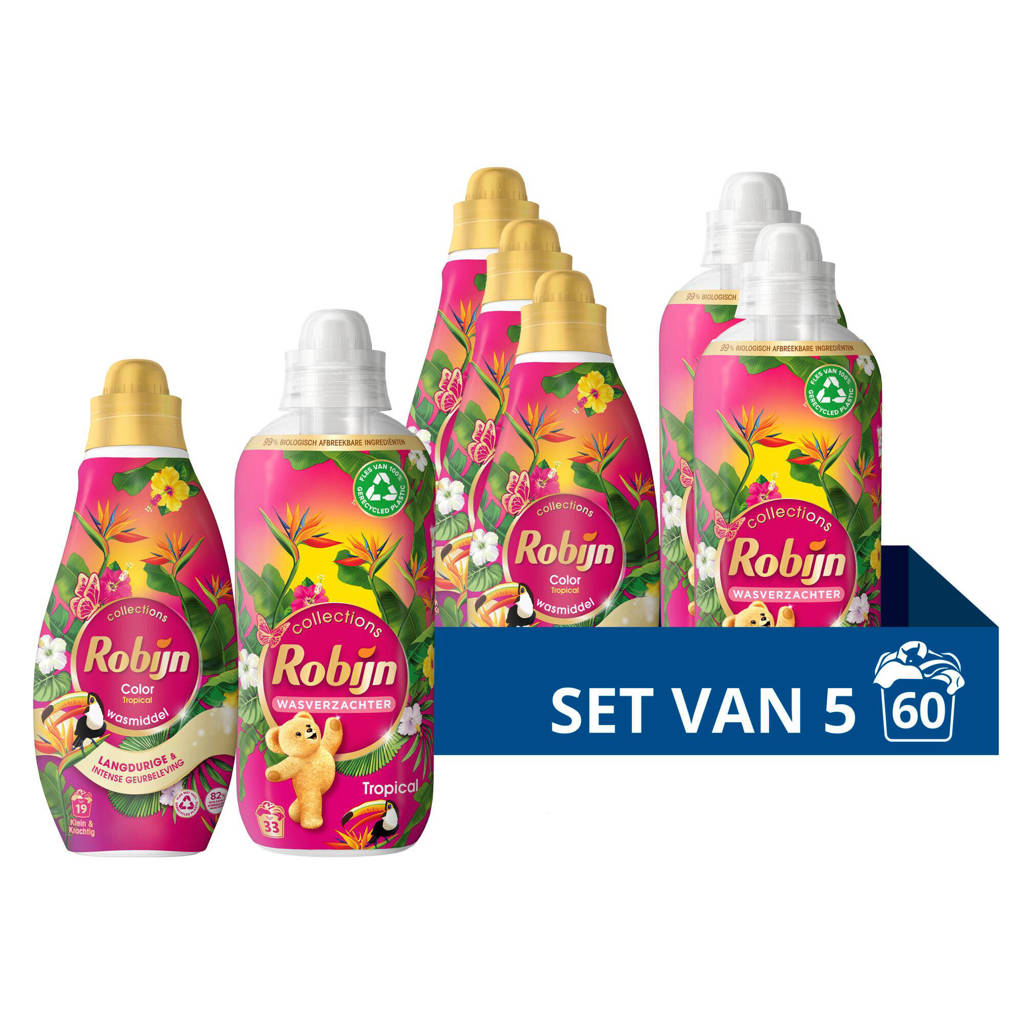 wasmiddel en wasverzachter pakket - Tropical - set van 5 - 60 wasbeurten