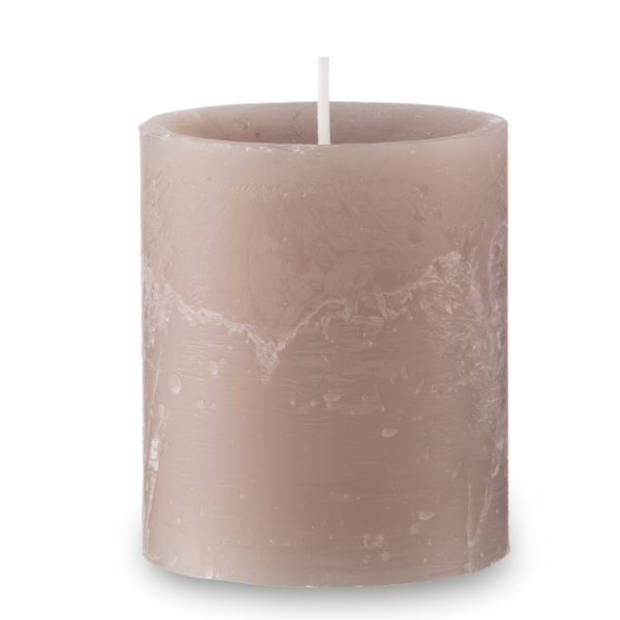 Blokker Rustieke Cilinderkaars - 7x8 cm - Beige