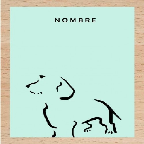 Ilustração de um Terrier com moldura de madeira cor menta.