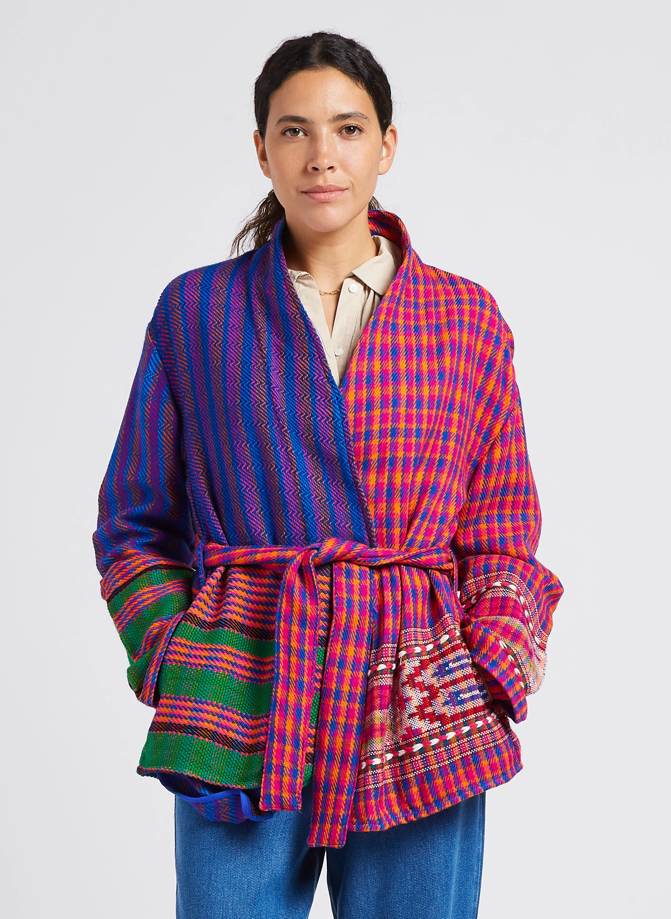 KULLUM - Kimono imprimé en laine| Rose