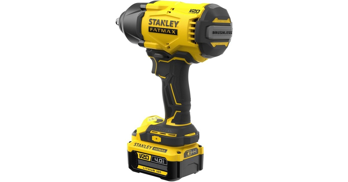 StanleyFATMAX 18V V20 borstelloze slagmoersleutel SFMCF940M1-QW  (Geel/zwart, Draagtas, accu en oplader inbegrepen)