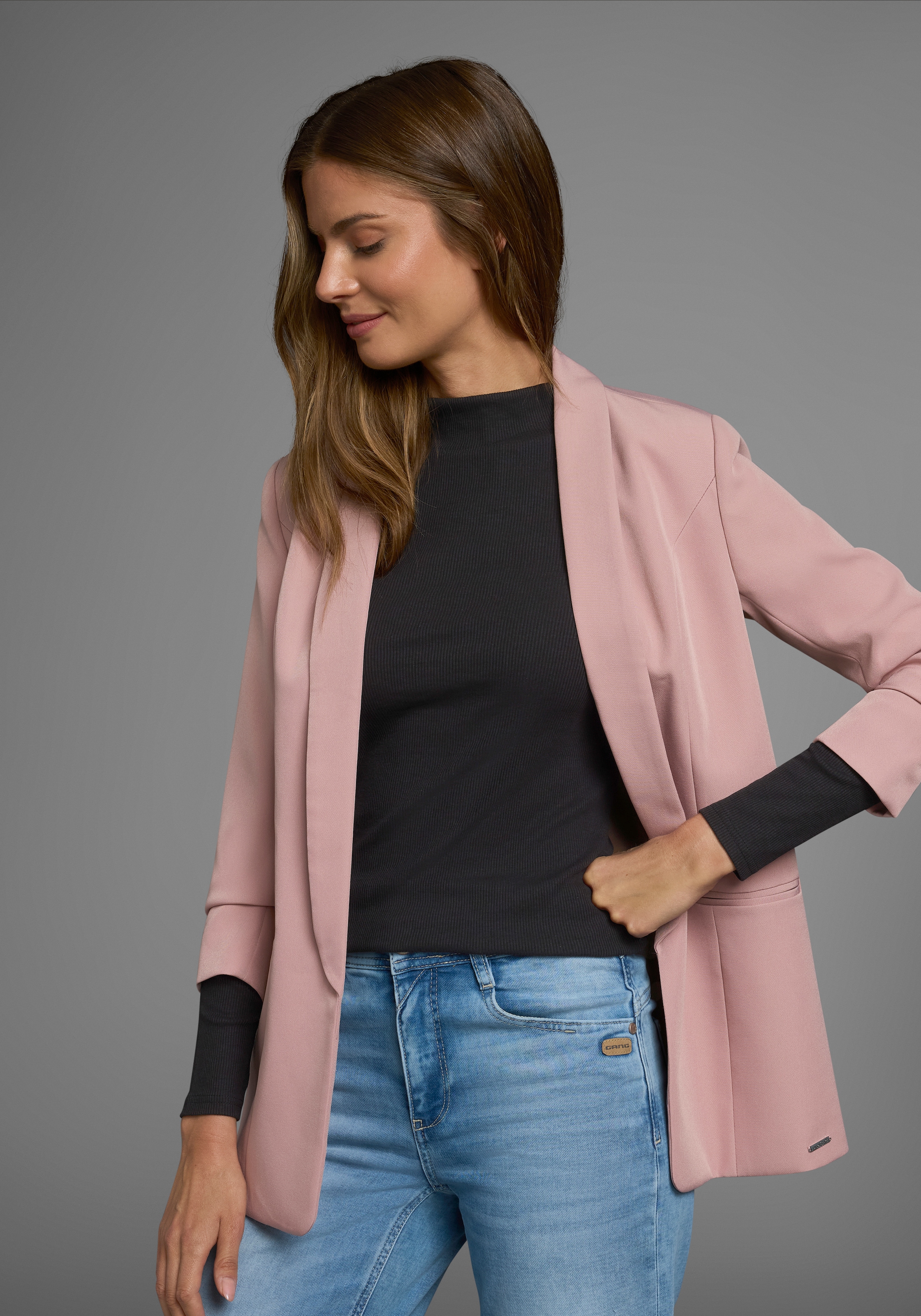 AJC Langarmshirt , langärmelig,  Basic-Stil,  Stehkragen,  ideal für Büro und Freizeit