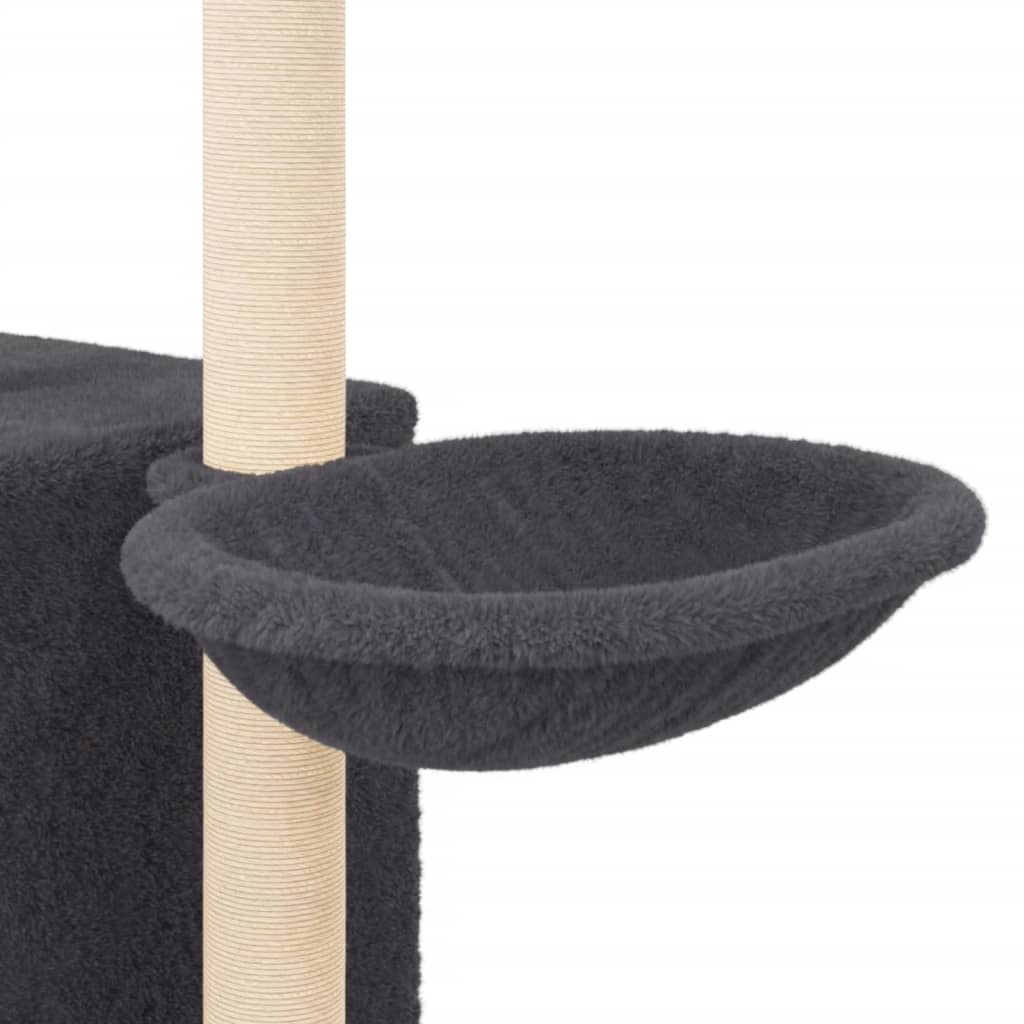 Arbre à chat avec griffoirs en sisal gris foncé 145 cm