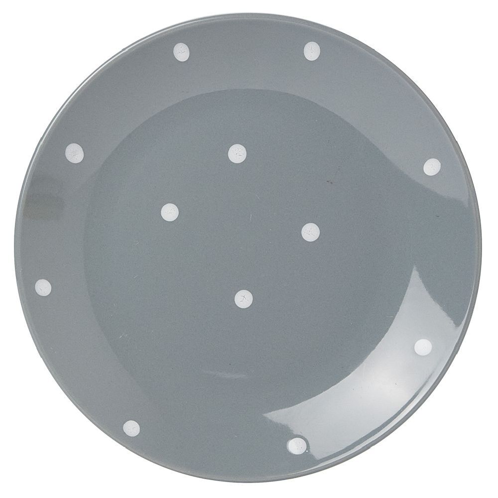 Lot de 4 assiettes rondes plates céramique déco pois