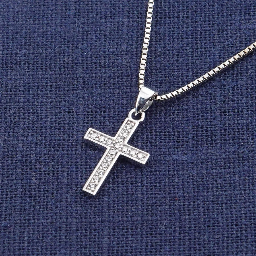 trendor Kreuz-Anhänger für Mädchen Weißgold 585  14K an Silberkette silver
