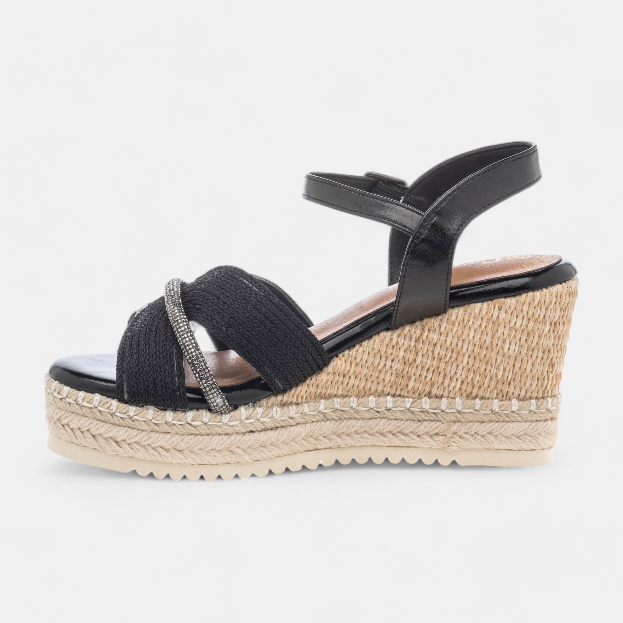 Sandales à talon compensé Femme noir