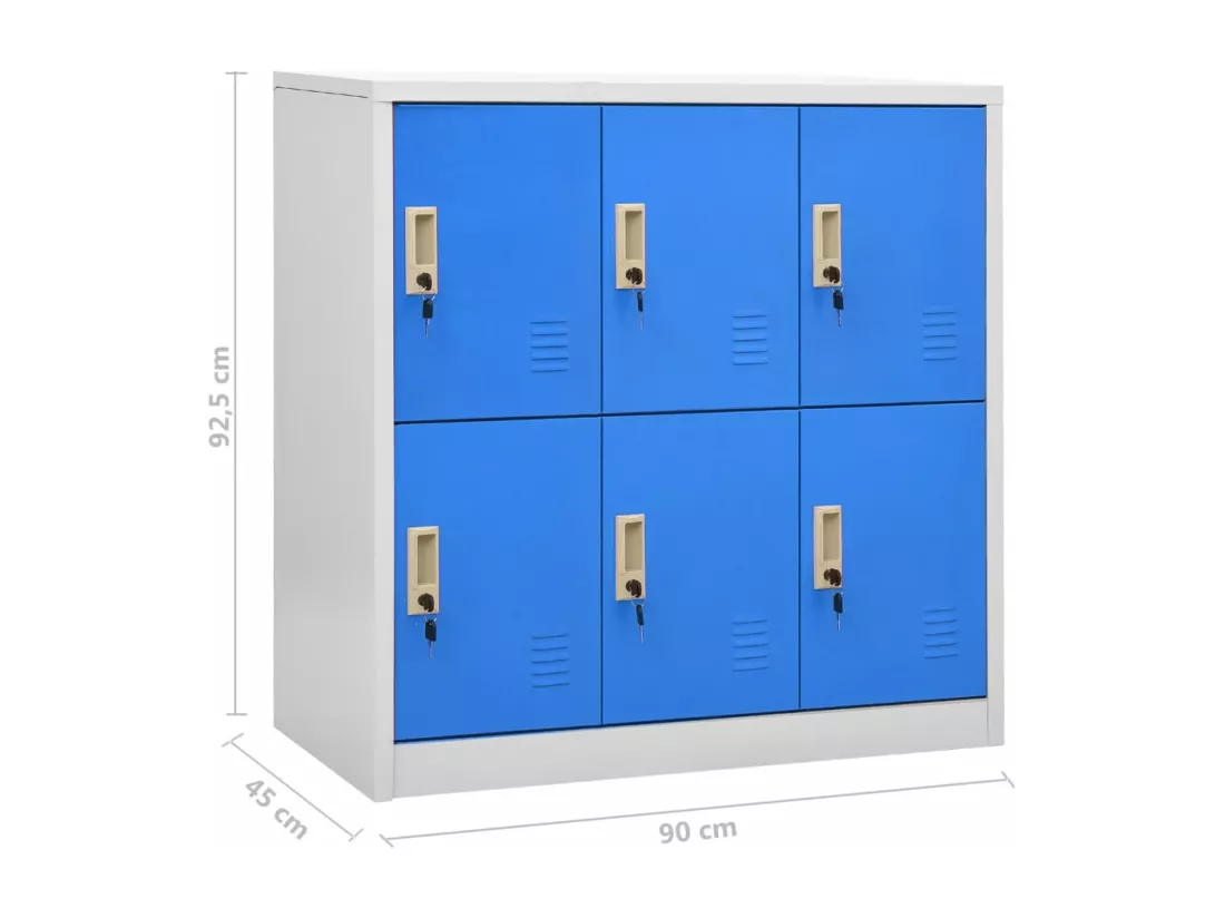 Armoires à casiers 5 pcs Gris clair et bleu 90x45x92,5 cm Acier