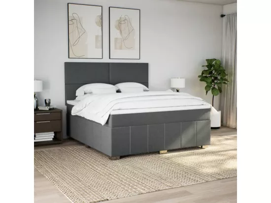 Sommier à lattes de lit avec matelas Gris foncé 180x200cm Tissu