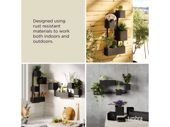 Pots à fleurs muraux Cubiko Noir Umbra
