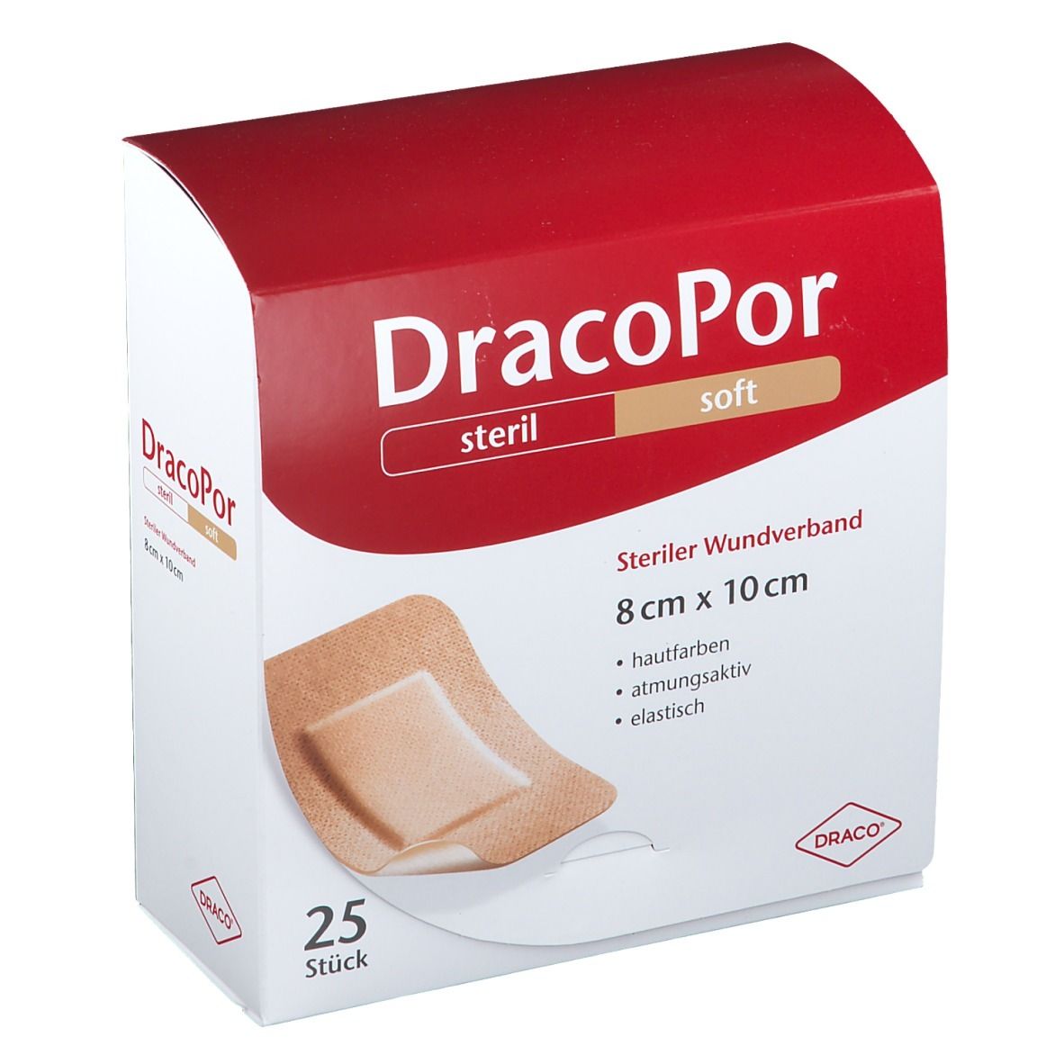 DracoPor Soft hautfarben 8 cm x 10 cm steril