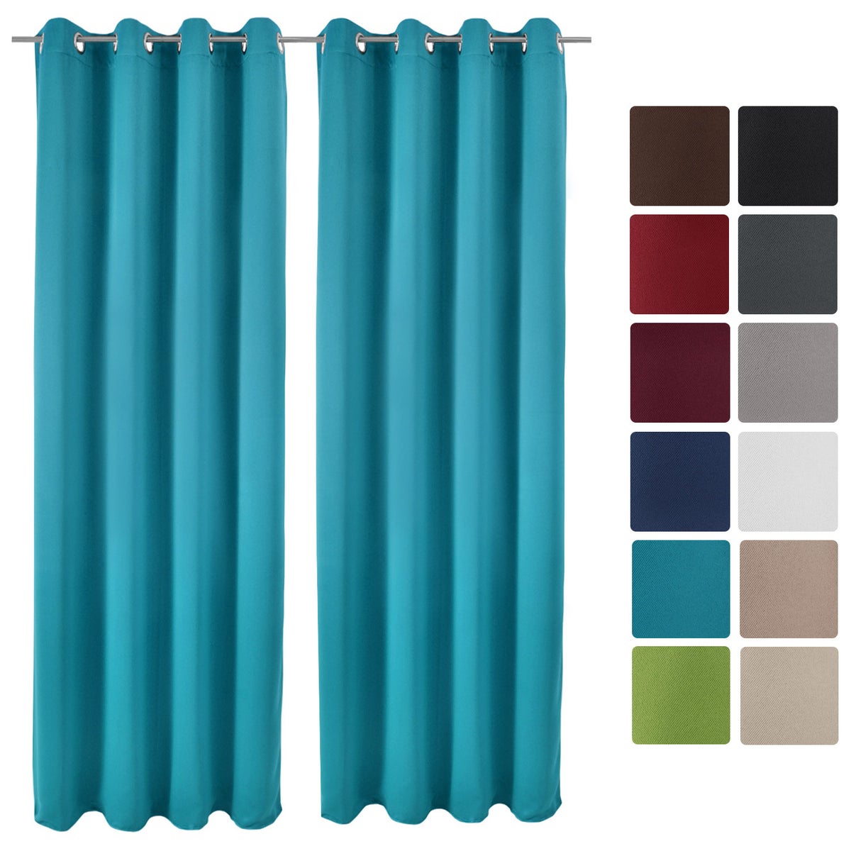 Beautissu Amelie BO Gordijn met Ring 140x245cm Turquoise (set van 2)