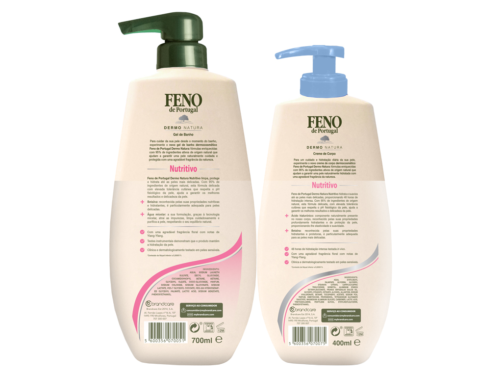 GEL DE BANHO   CREME DE CORPO NUTRITIVO FENO DE PORTUGAL 700 ML   400 ML