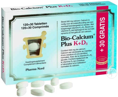 Pharma Nord Bio-Calcium Plus K+D3 Os Et Dents 120 + 30 Comprimés Gratuits