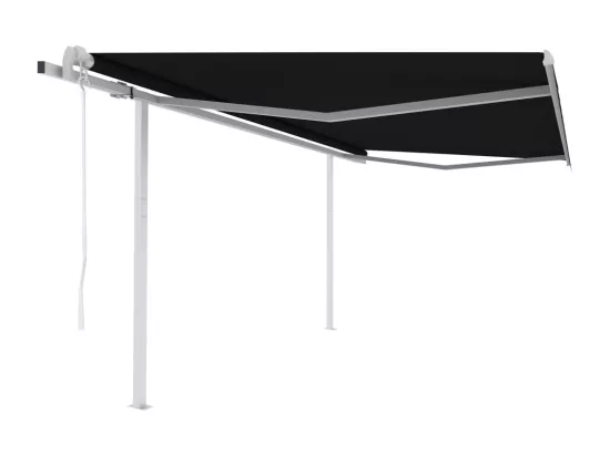 Auvent rétractable automatique avec poteaux 4x3 m Anthracite