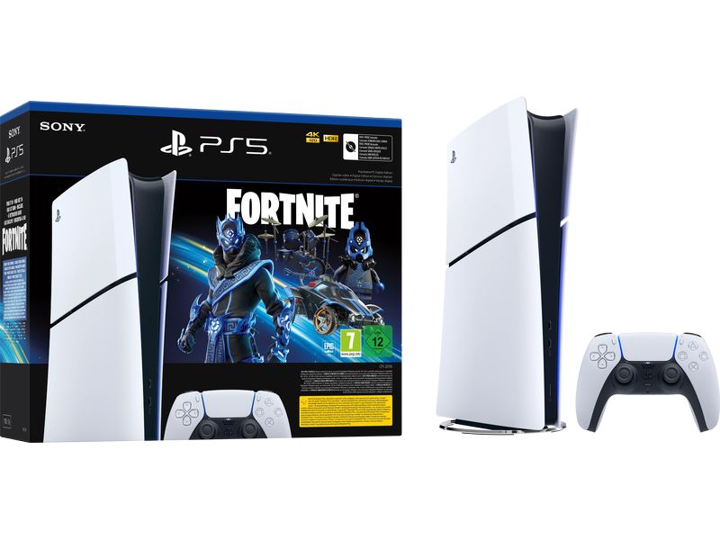 Sony PlayStation 5 Slim – Digital Fortnite Cobalt Star Bund PS5-Konsole Digital Edition mit Fortnite Cobalt Star Bundle-Gutschein und 8 kosmetischen In-Game-Gegenständen