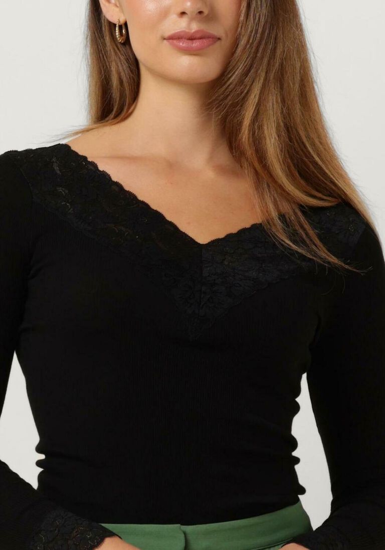 zwarte rosemunde tops & t-shirts bernadine organic t-shirt lace