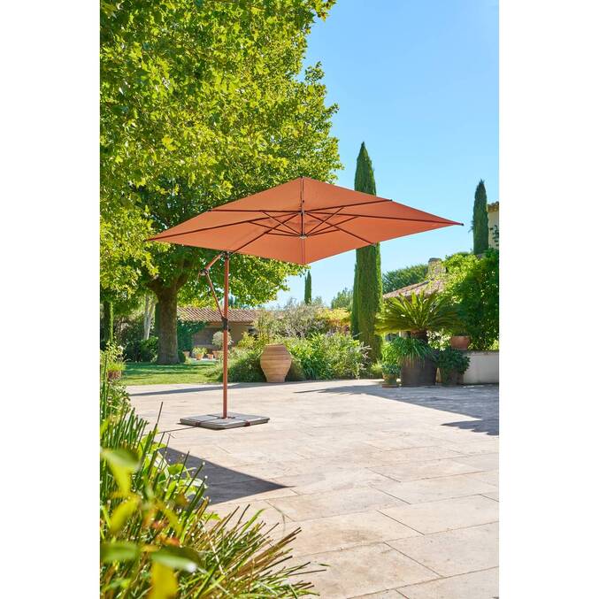 Parasol déporté carré MANOA Acajou