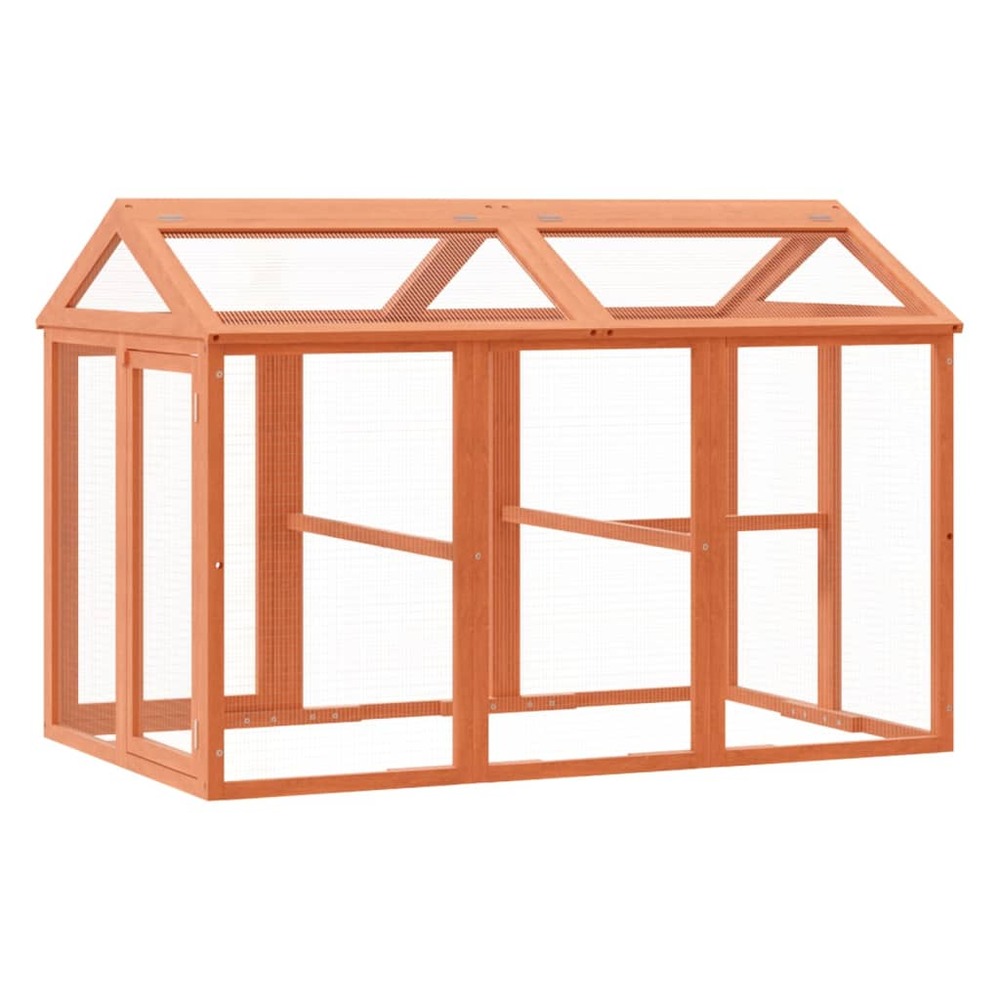 Enclos animaux marron 141x94x104 cm bois massif de pin