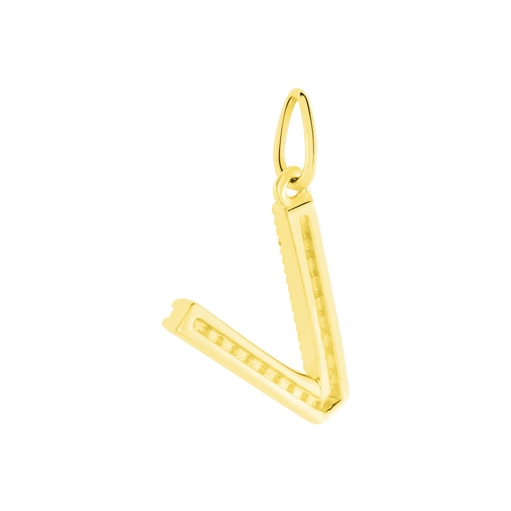 Pendentif Lettre V Or Jaune Oxyde