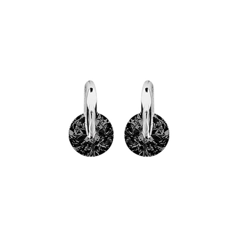 Boucles d'oreilles tige argent et pierre ronde synthétique noire