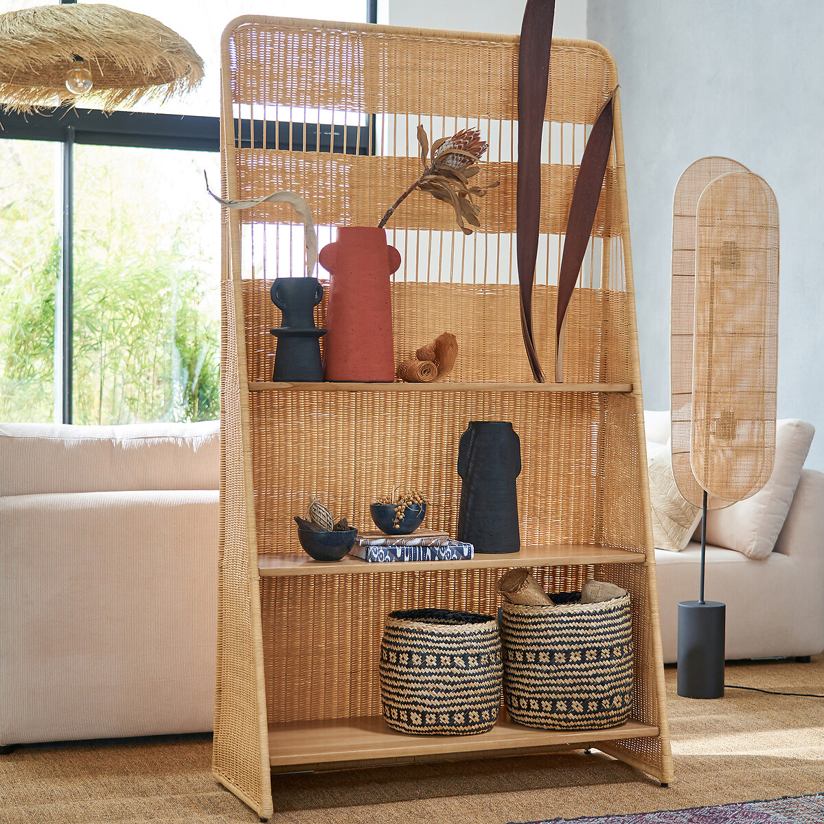 LA REDOUTE INTERIEURS<br>Candeeiro em metal e rotim, Lola