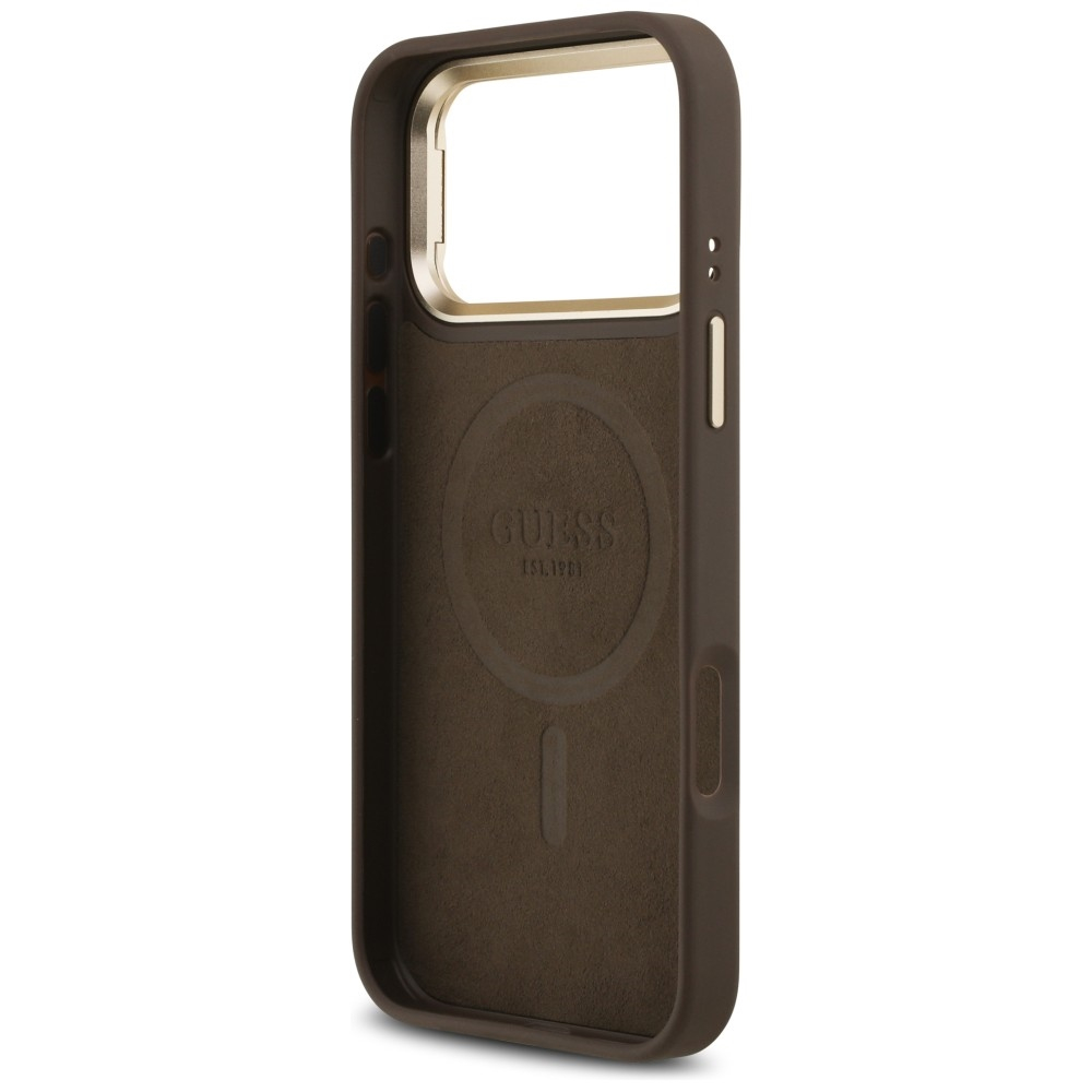 iPhone 17 Pro Max MagSafe Leder Hardcase Hülle 4G Triangle Logo & Stand Camera (GUHMP17XPCS4GPTW) - Braun