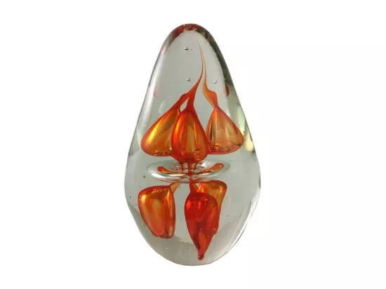 Presse papier sulfure en verre rouge 13.5 x 8 cm