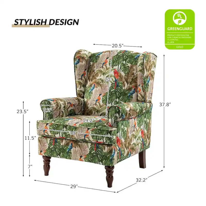 Epimethis Traditional Fabric Accent Armchair with Turned Legs Set of 2 by HULALA HOME