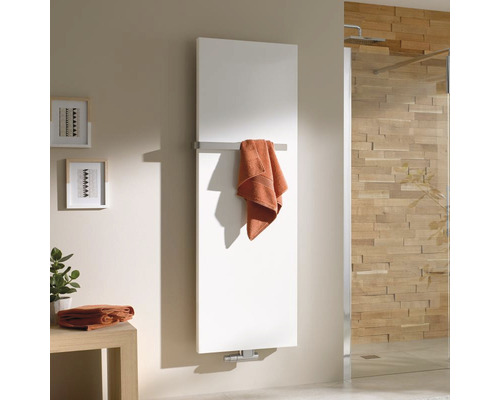 KERMI Rubeo designradiator, 1725 x 57 cm, wit, met middenaansluiting, zonder handdoekhouder