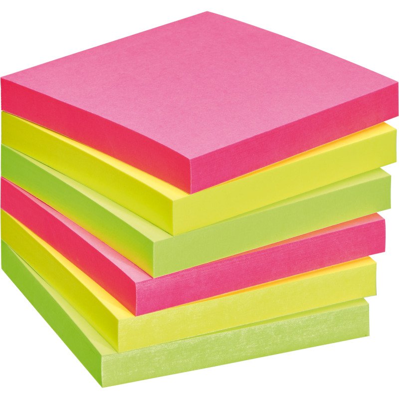 Notes repositionnables couleurs assorties Bruneau - bloc de 80 ou 100 feuilles