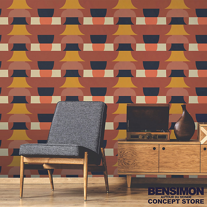 Papier peint Bensimon vinyle intissé déco seventies Noisette