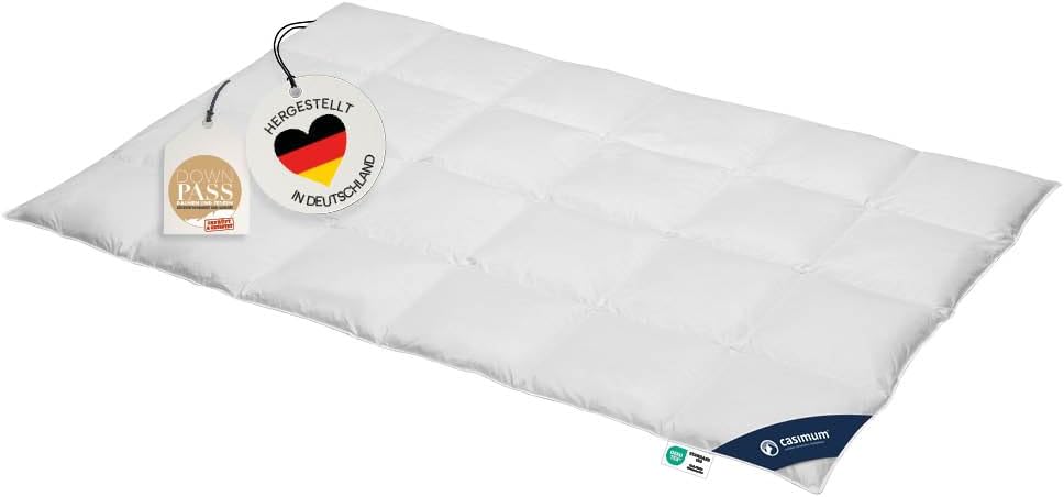 Comfort Daunendecke 200x200 cm warm, Winterdecke, Bettdecke aus 60% Daunen und 40% Federn, Allergiker geeignet (Nomite), Made in Germany, Downpass