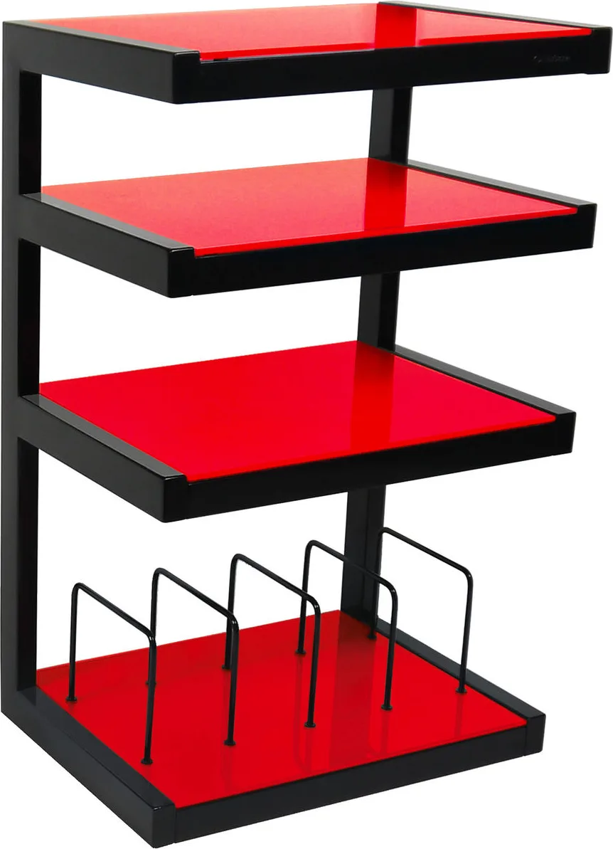 NorStone Esse hi-fi Vinyl noir satiné verres rouges Meubles hi-fi