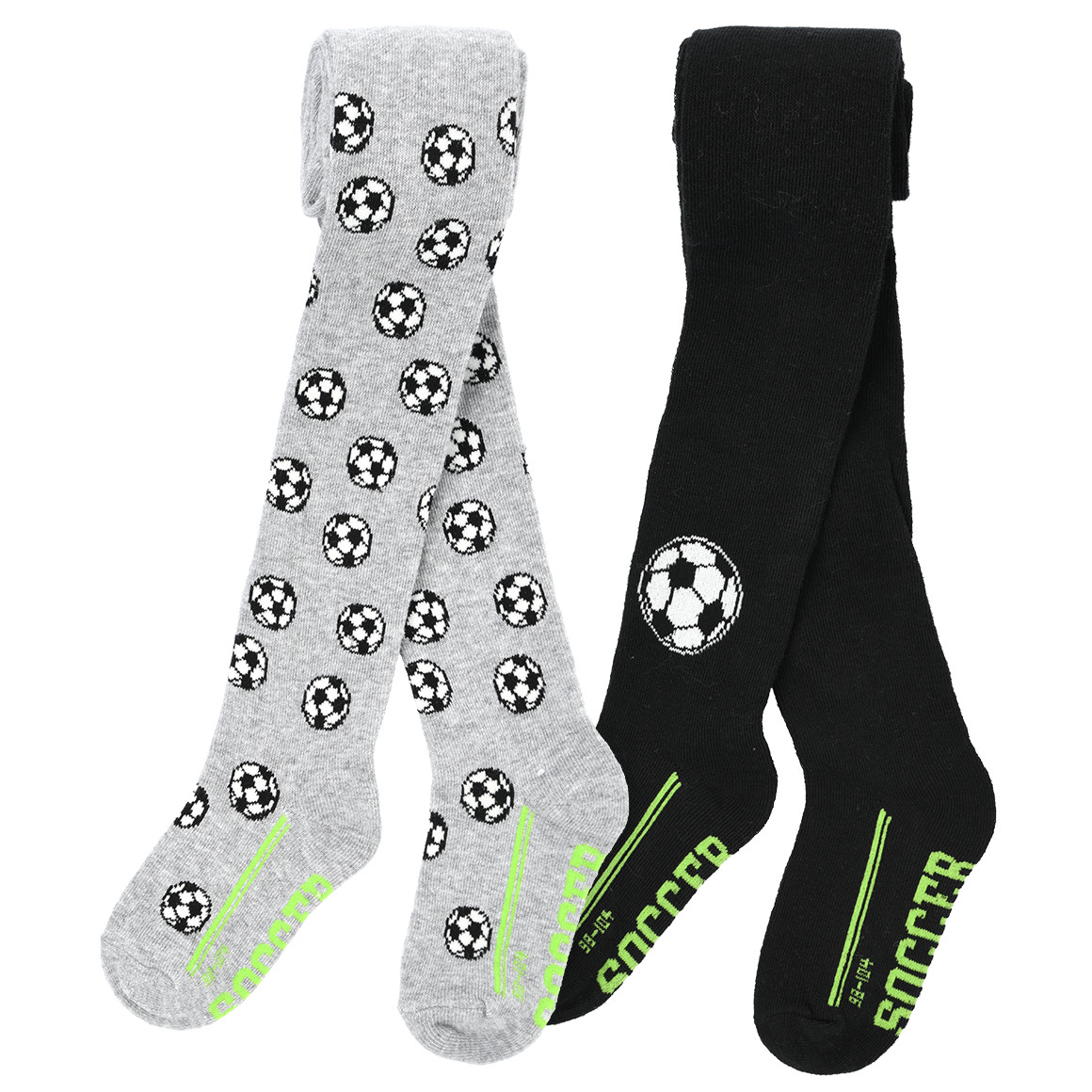 Topolino 2 Jungen Strumpfhosen mit Fußball-Motiven hellgrau / schwarz