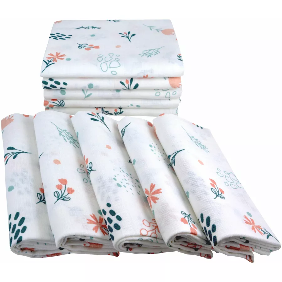 M.M.C. Mullwindel 10 PACK Natur Motive 80x70 cm Mulltücher 10 Blumen