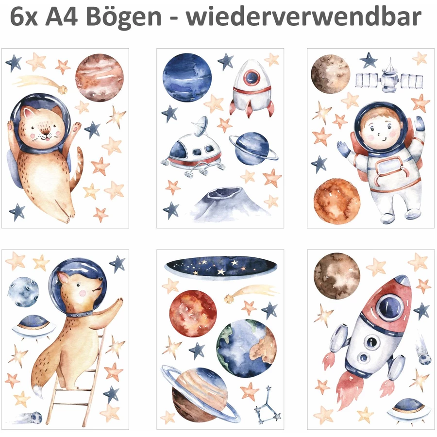 Nikima Fensterbilder Weltall selbstklebend bunt
