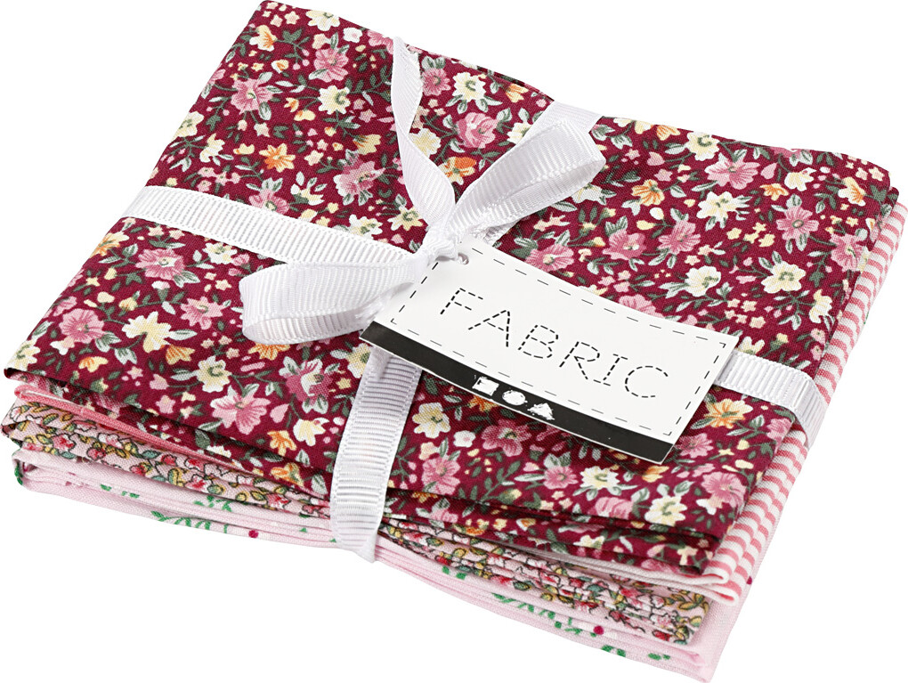 Patchworkstof - Str. 45X55 CM - 100 G - Rosa - 4 Stk./ 1 Bundt