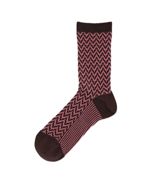 chaussettes avec zigzag en coton - 5 paires marron