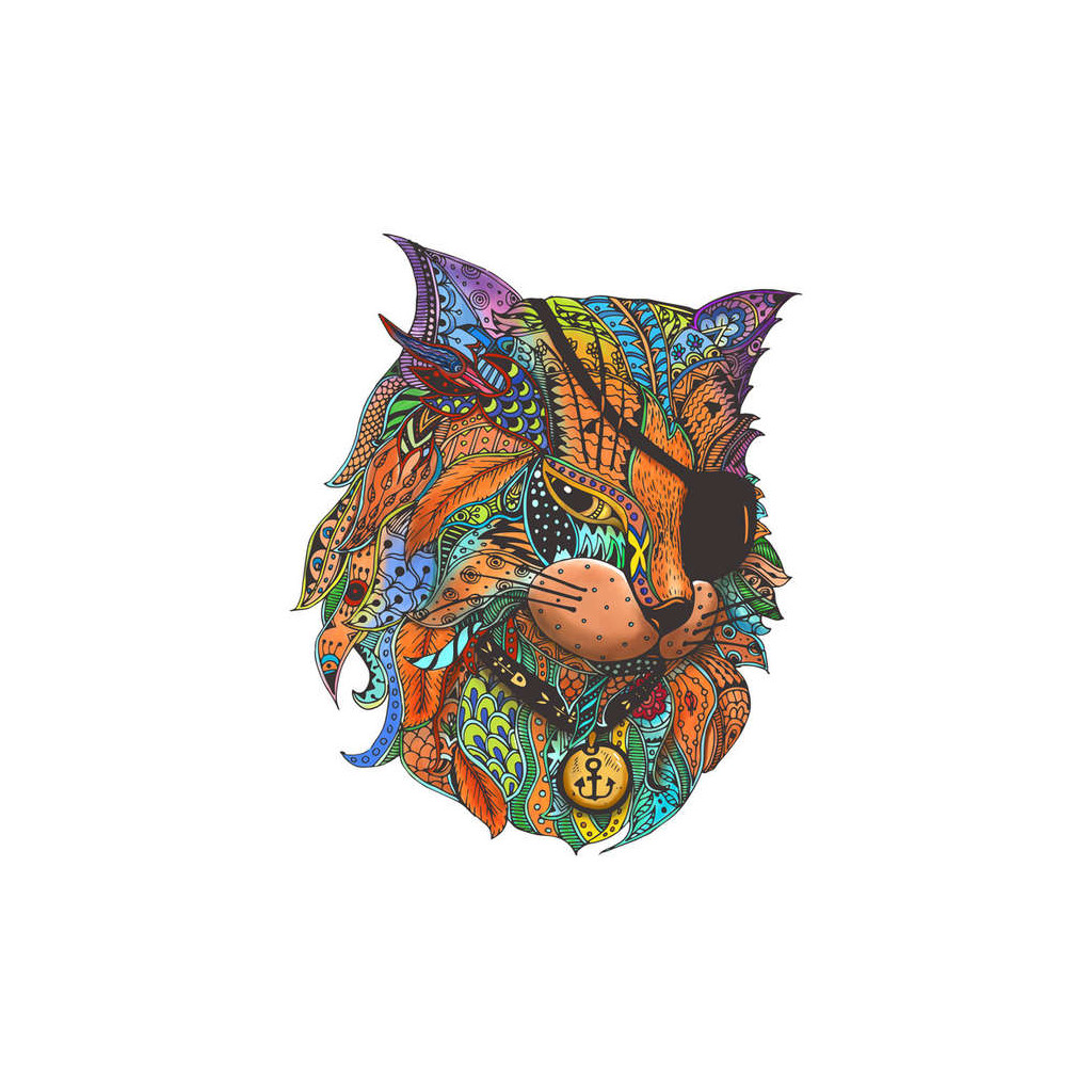 Rainbow Puzzle en bois - Chat Pirate - 116 pièces