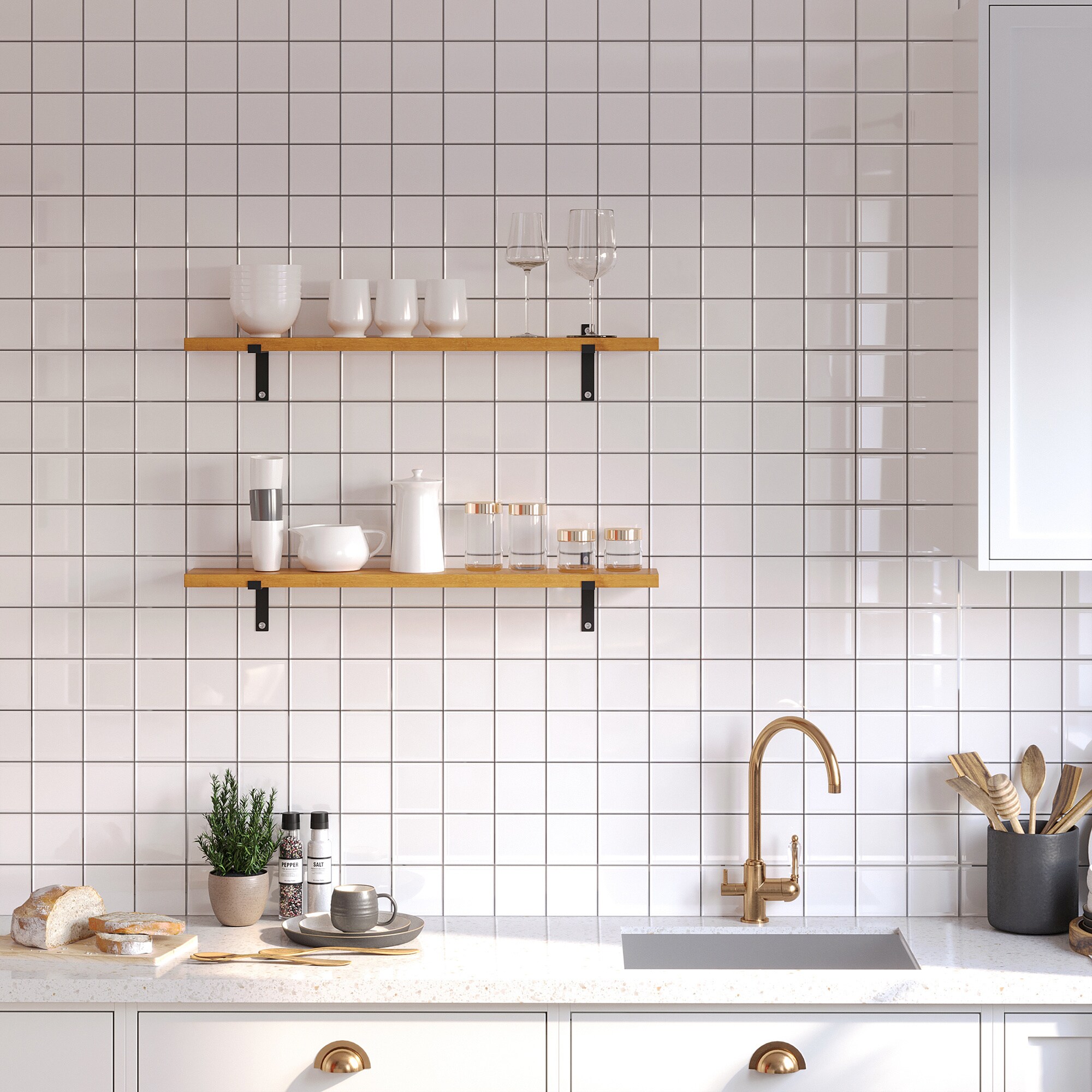 HOMCOM Wandregal mit Holzrahmen braun 90L x 15B x 2,5H cm