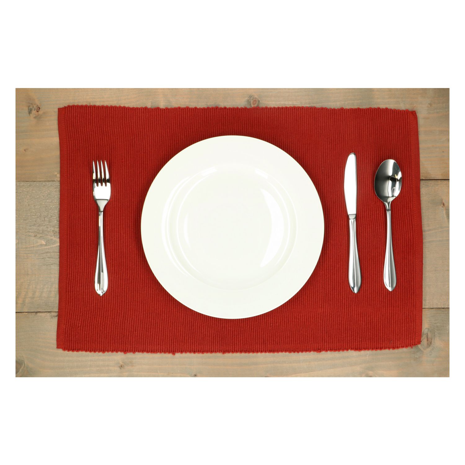 Placemat geribbeld, GOTS bio-katoen, bordeaux rood, 35 x 50 cm
