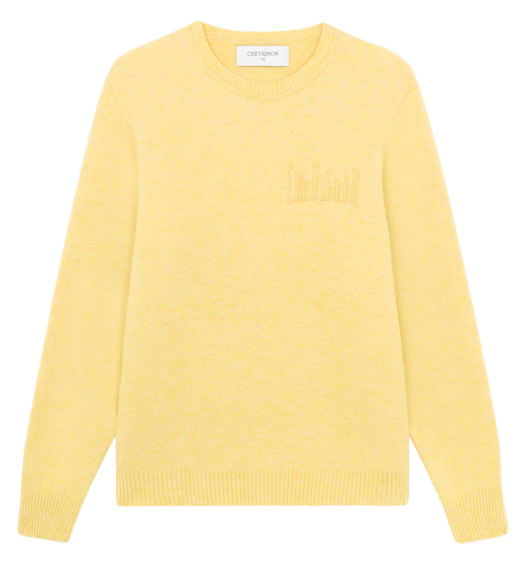 CITY - Pull col rond droit en laine mélangée | Jaune