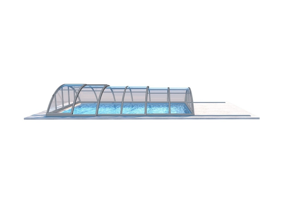 Abri de piscine orbit - 6,47x3,50 m - polycarbonate massif 3 mm - couleur ral7037 gris