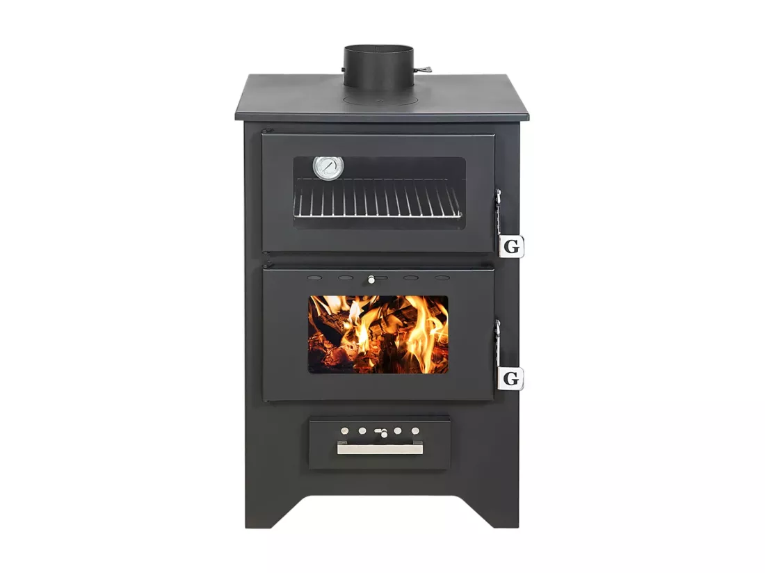 Poêle à bois avec four Silvia Nera 14,6 Kw L50,5xp58,5xh90,5