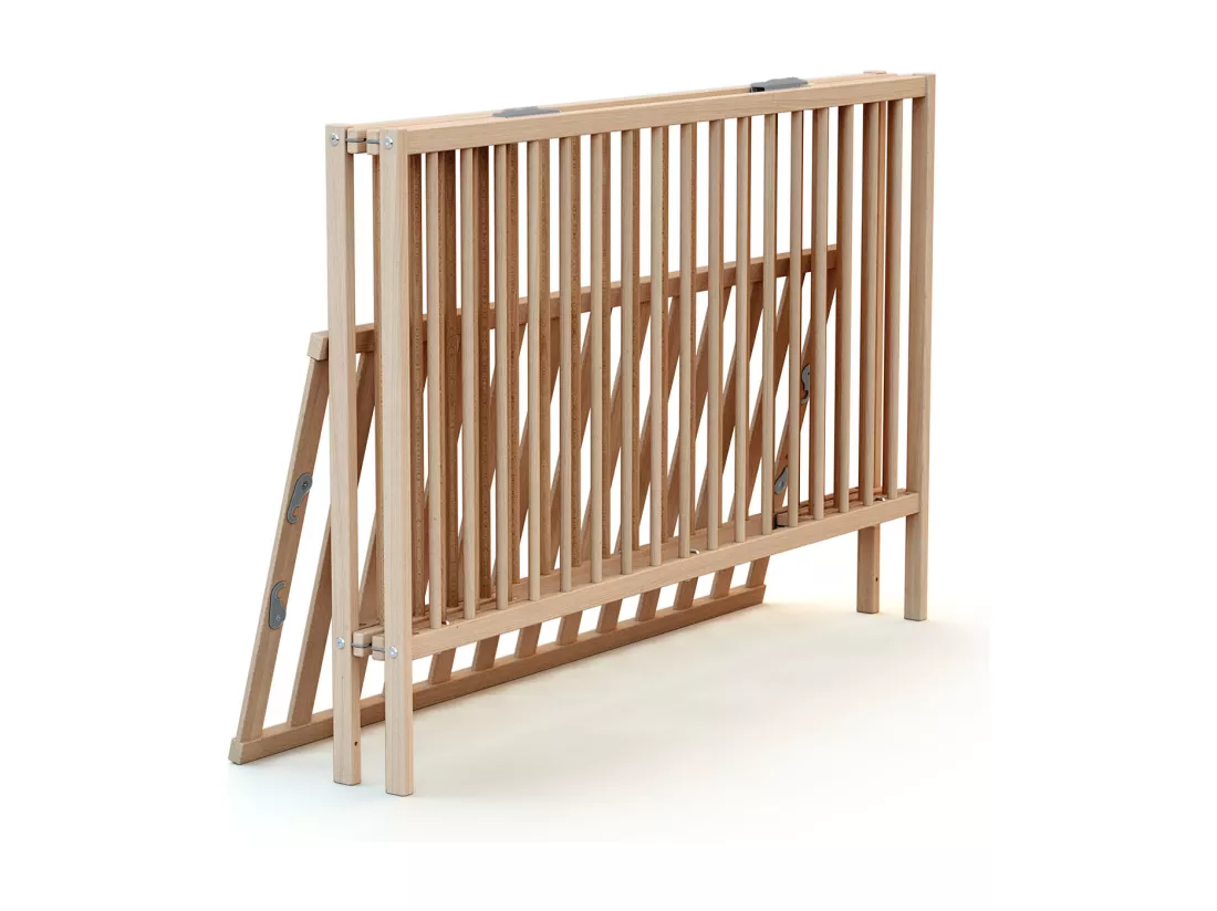 Lit bébé pliant en bois Hêtre Brut 60 x 120 cm