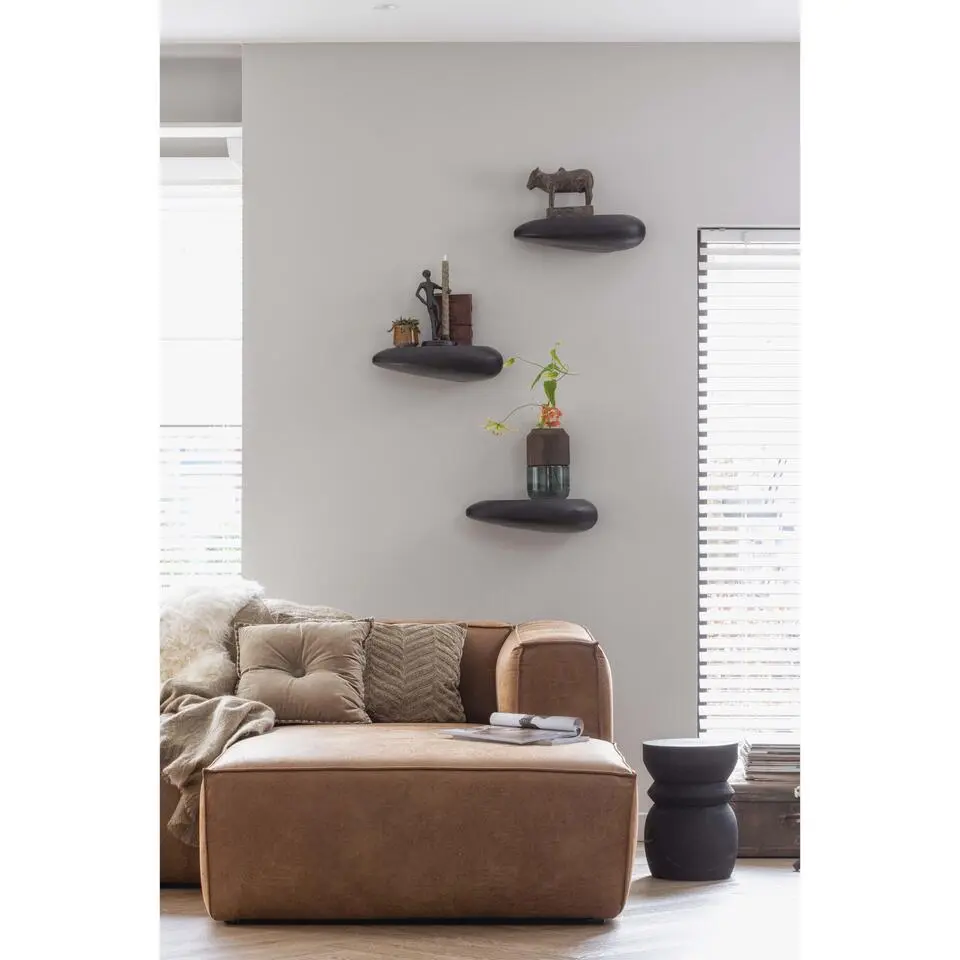 WOOOD Bean Hoekbank Rechts - Ecoleer - Cognac - 73x305x96